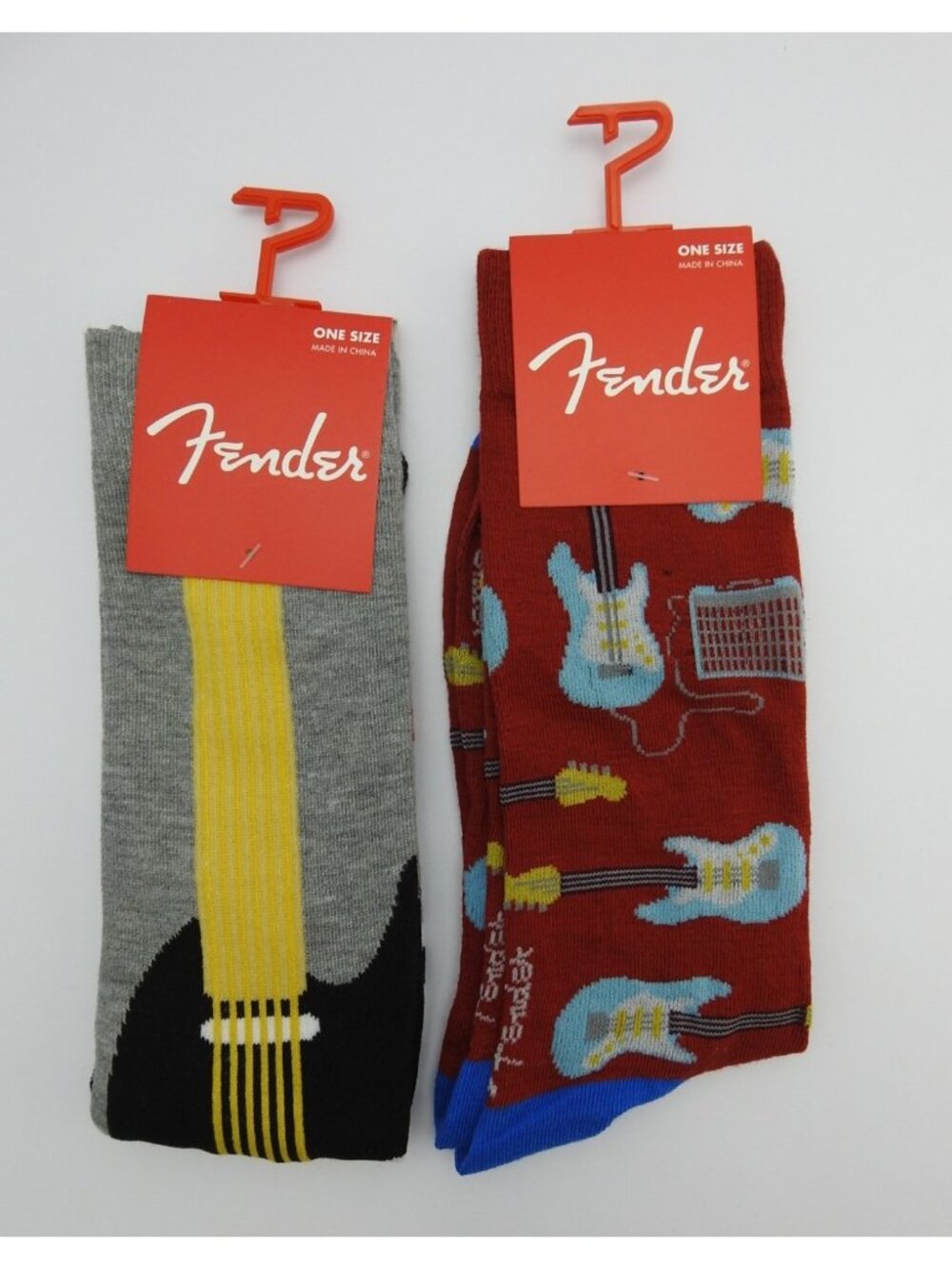 Fender Guitar Socks 2 Pair Pack Crew Socks One Size Novelty Music NWT